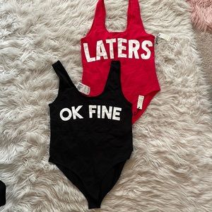 Forever 21 bodysuit set both size larges NWT